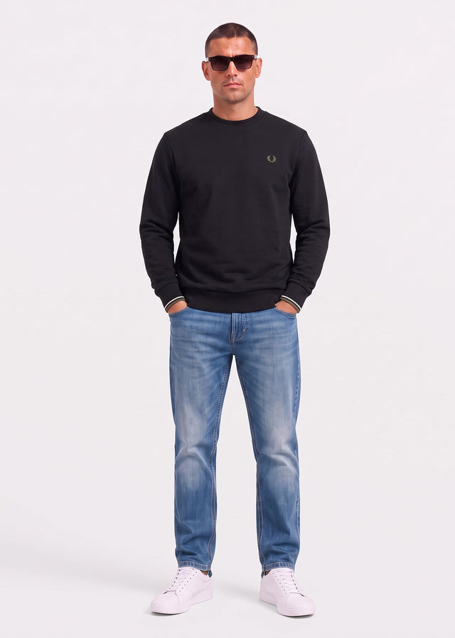Fred Perry Truien Crew neck sweatshirt - black ecru laurel wreath green