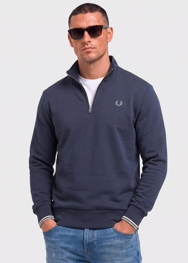 Fred Perry Truien Half zip sweatshirt - dark airforce ecru seagrass