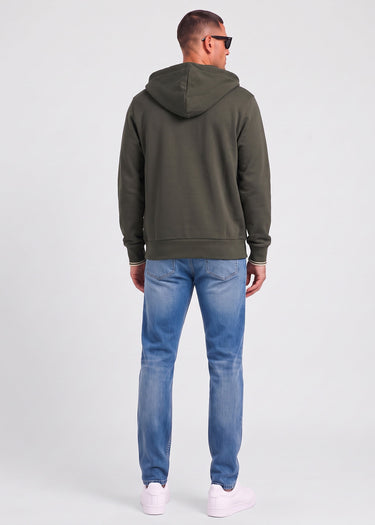 Fred Perry Vesten Hooded zip through sweatshirt - field green oatmeal