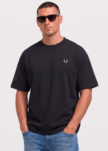 Fred Perry T-shirts Reflective laurel wreath t-shirt logo on side - black