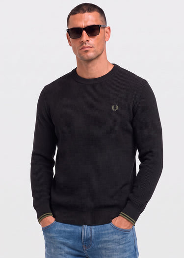 Fred Perry Truien Waffle stitch jumper - black