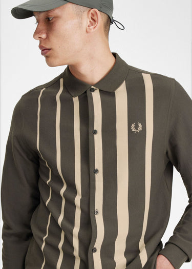Fred Perry Longsleeve Polo's  Gradient stripe ls polo shirt - field green