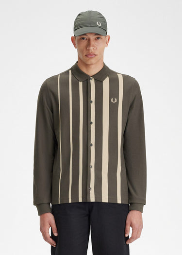 Fred Perry Longsleeve Polo's  Gradient stripe ls polo shirt - field green