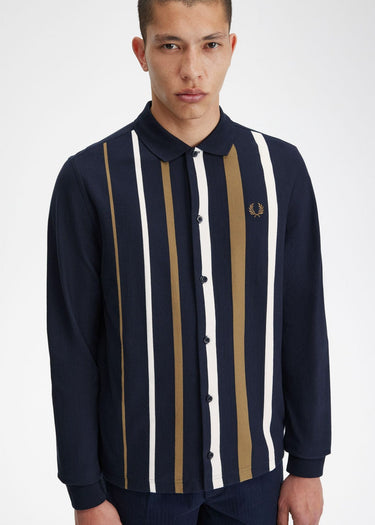 Fred Perry Longsleeve Polo's  Gradient stripe ls polo shirt - navy