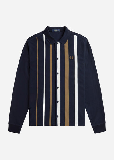 Fred Perry Longsleeve Polo's  Gradient stripe ls polo shirt - navy