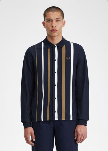 Fred Perry Longsleeve Polo's  Gradient stripe ls polo shirt - navy