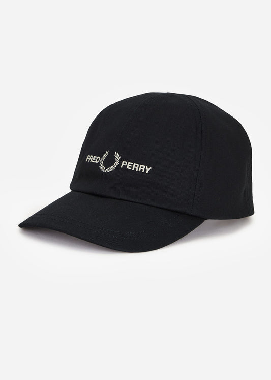 Fred Perry Petten  Graphic branded twill cap - black warm grey 