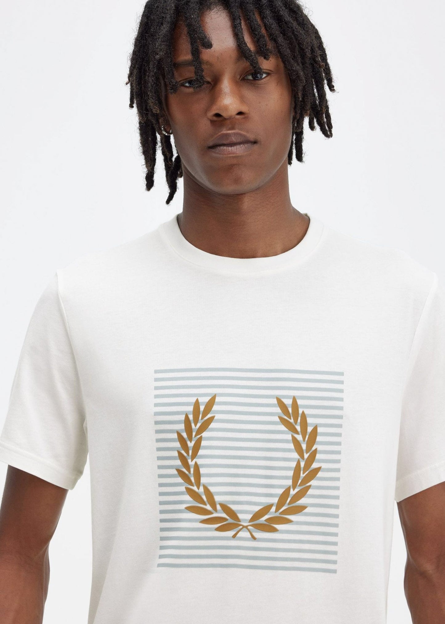Fred Perry T-shirts Striped laurel wreath t-shirt - snow white