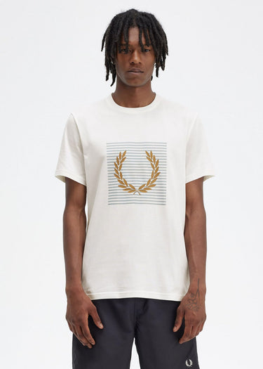 Fred Perry T-shirts Striped laurel wreath t-shirt - snow white