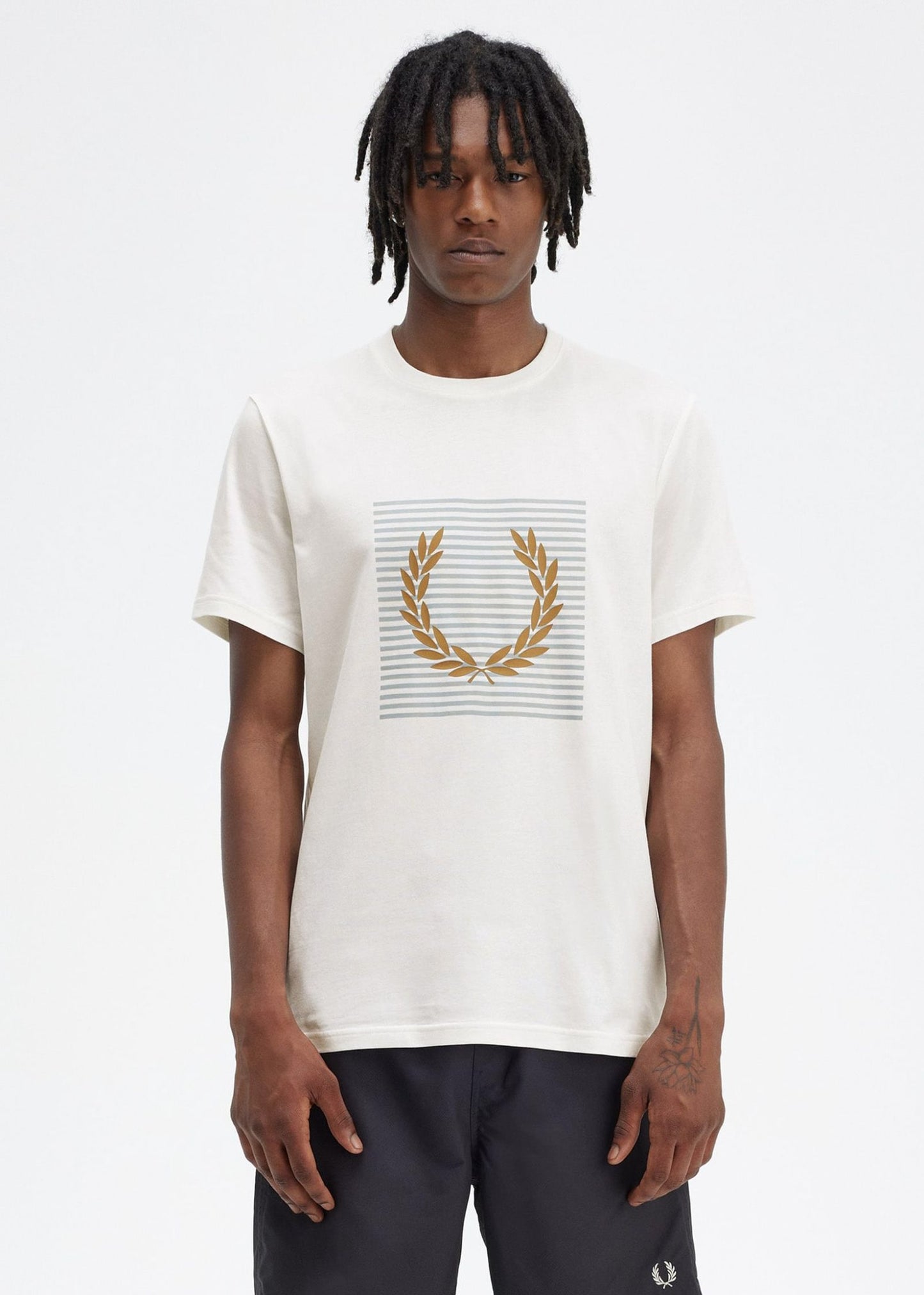Fred Perry T-shirts Striped laurel wreath t-shirt - snow white