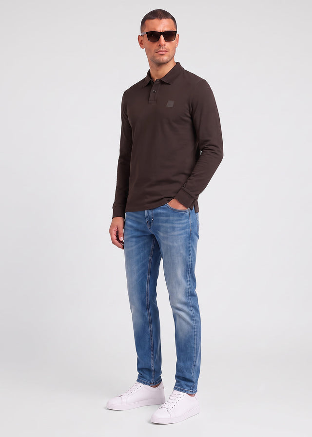 Hugo Boss Longsleeve Polo's Passerby - dark brown