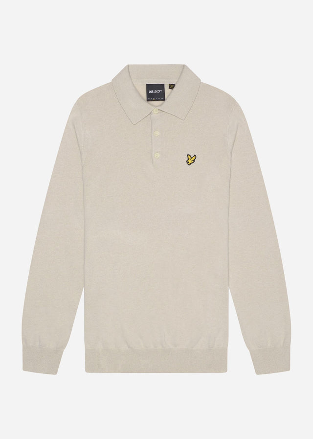 Lyle & Scott Longsleeve Polo's Cotton merino long sleeve knitted polo - cove