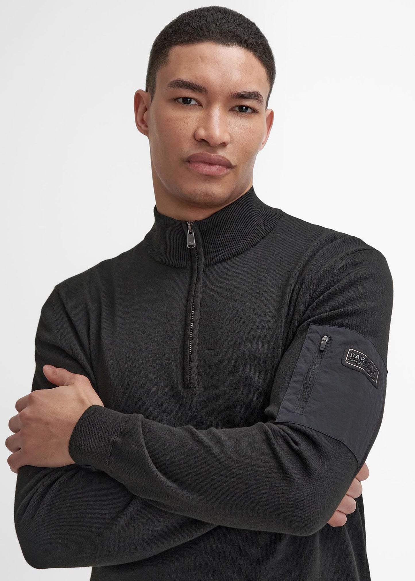 Barbour International Truien Blades cotton half zip jumper - black