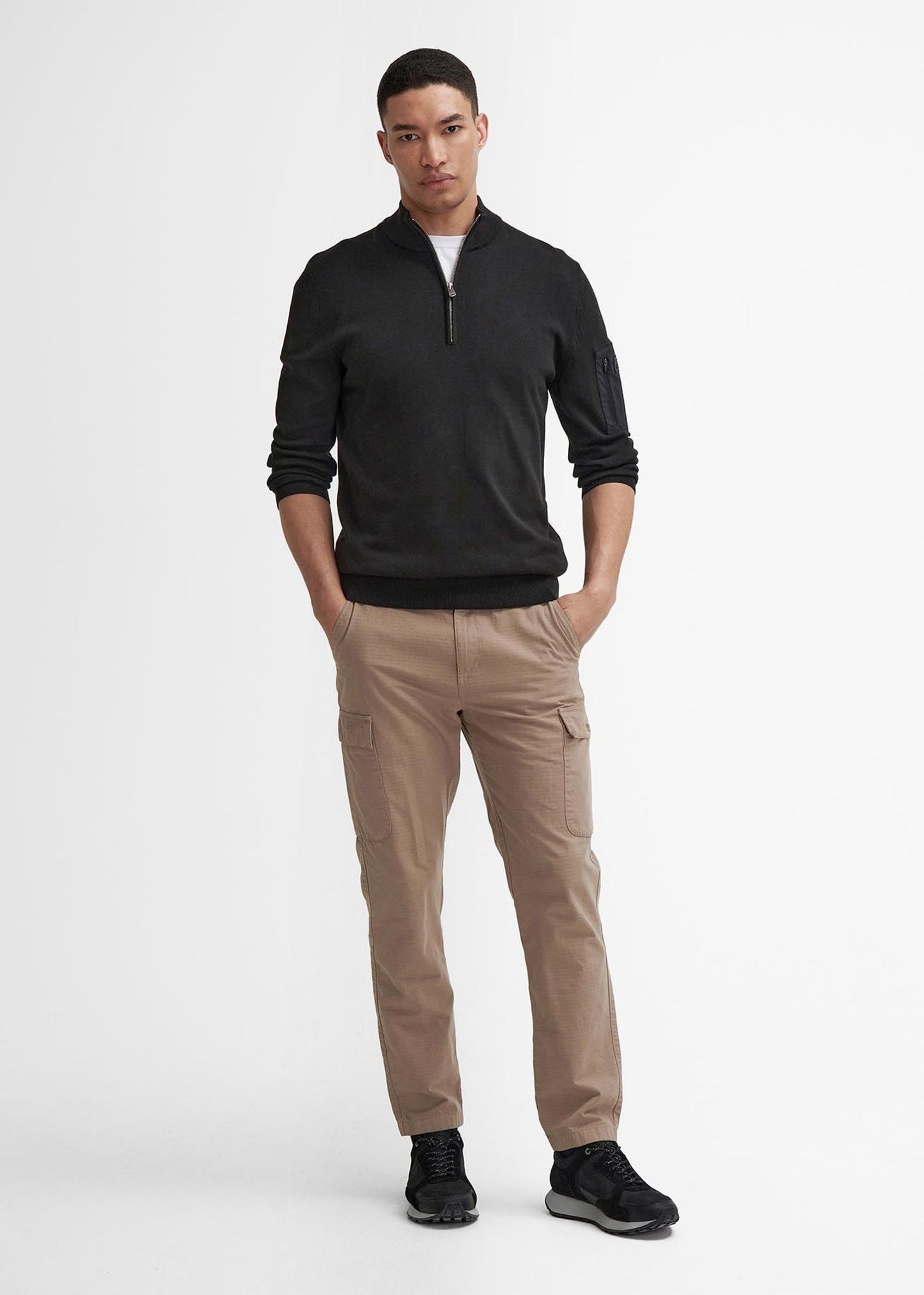 Barbour International Truien Blades cotton half zip jumper - black