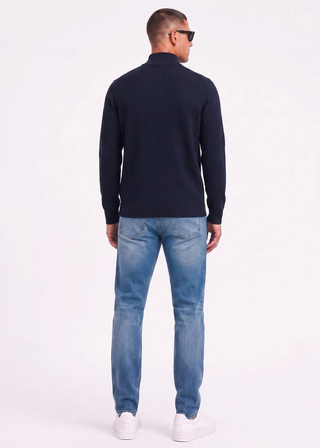 Lyle & Scott Truien Cotton merino quarter zip jumper - dark navy