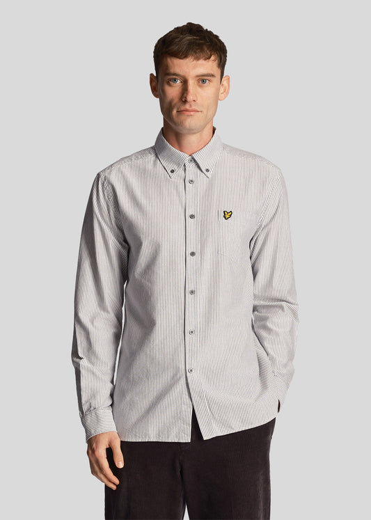 Lyle & Scott Overhemden  Stripe oxford shirt - gun metal white 