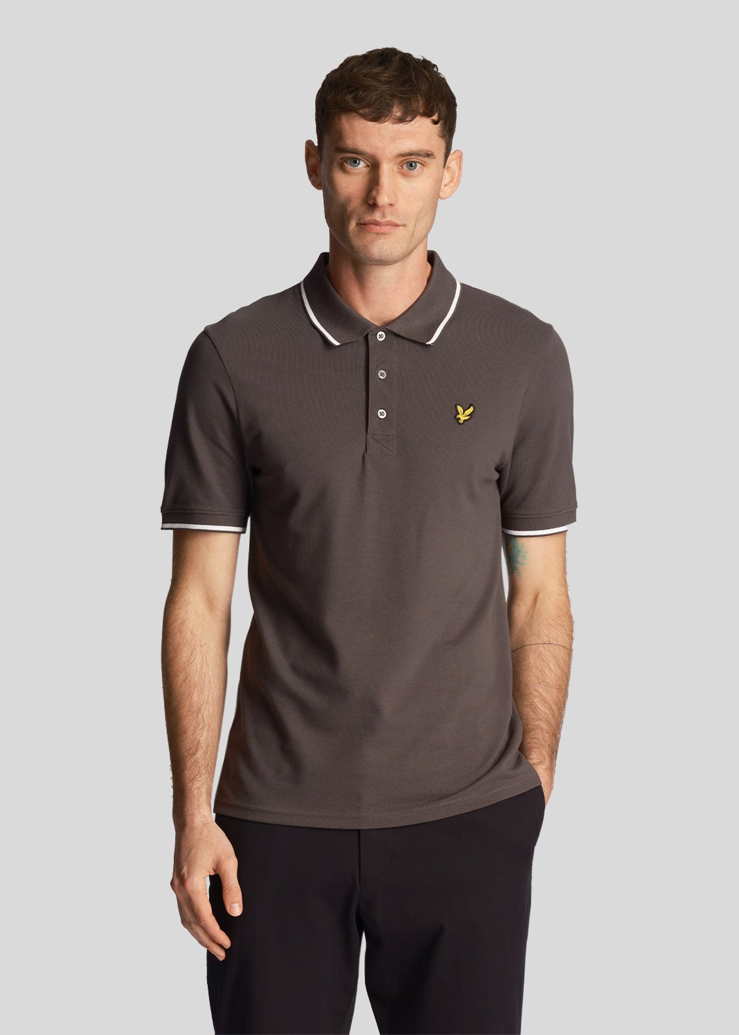 Lyle & Scott Polo's Tipped polo shirt - gun metal white