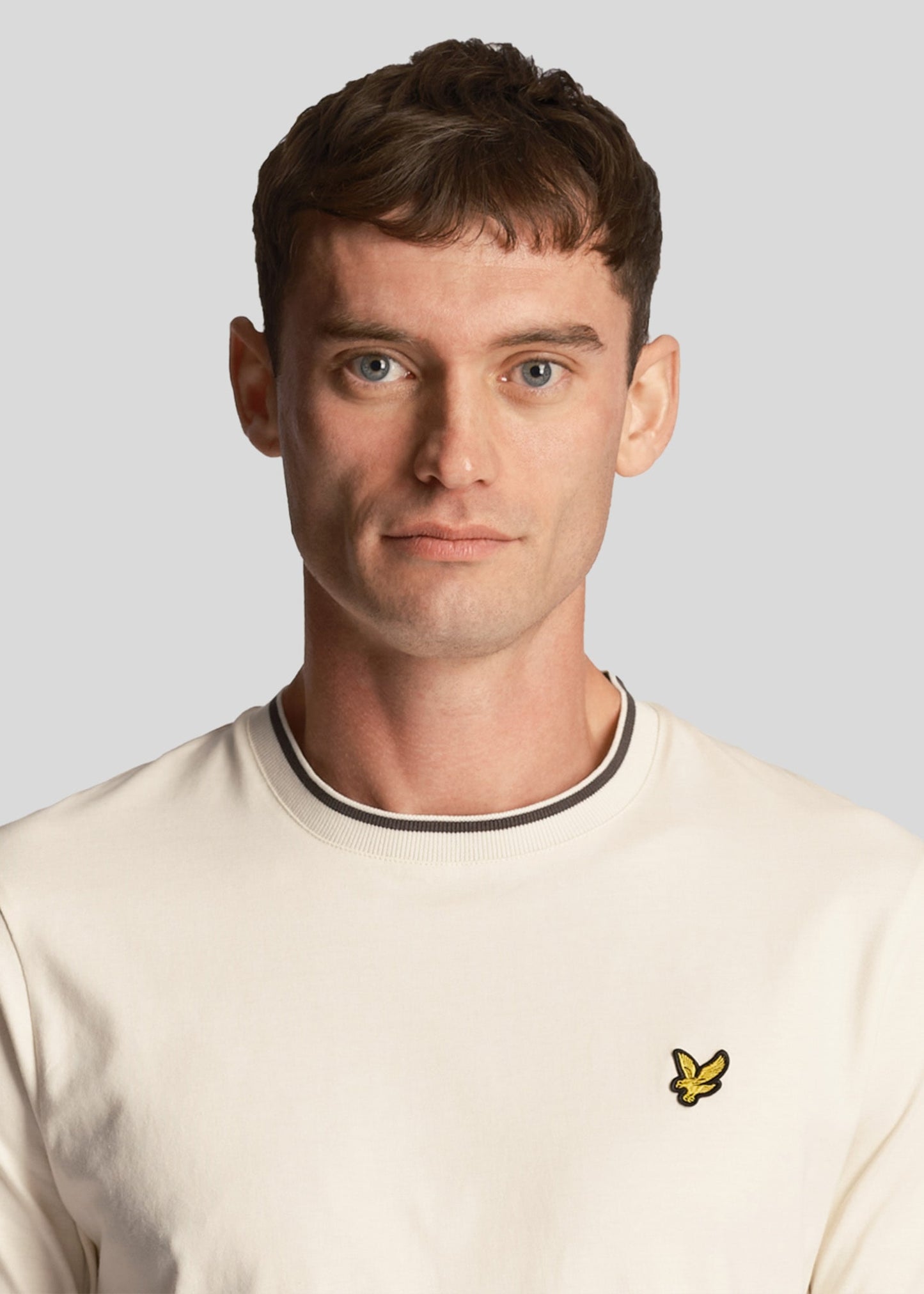 Lyle & Scott T-shirts Tipped t-shirt - chalk gunmetal