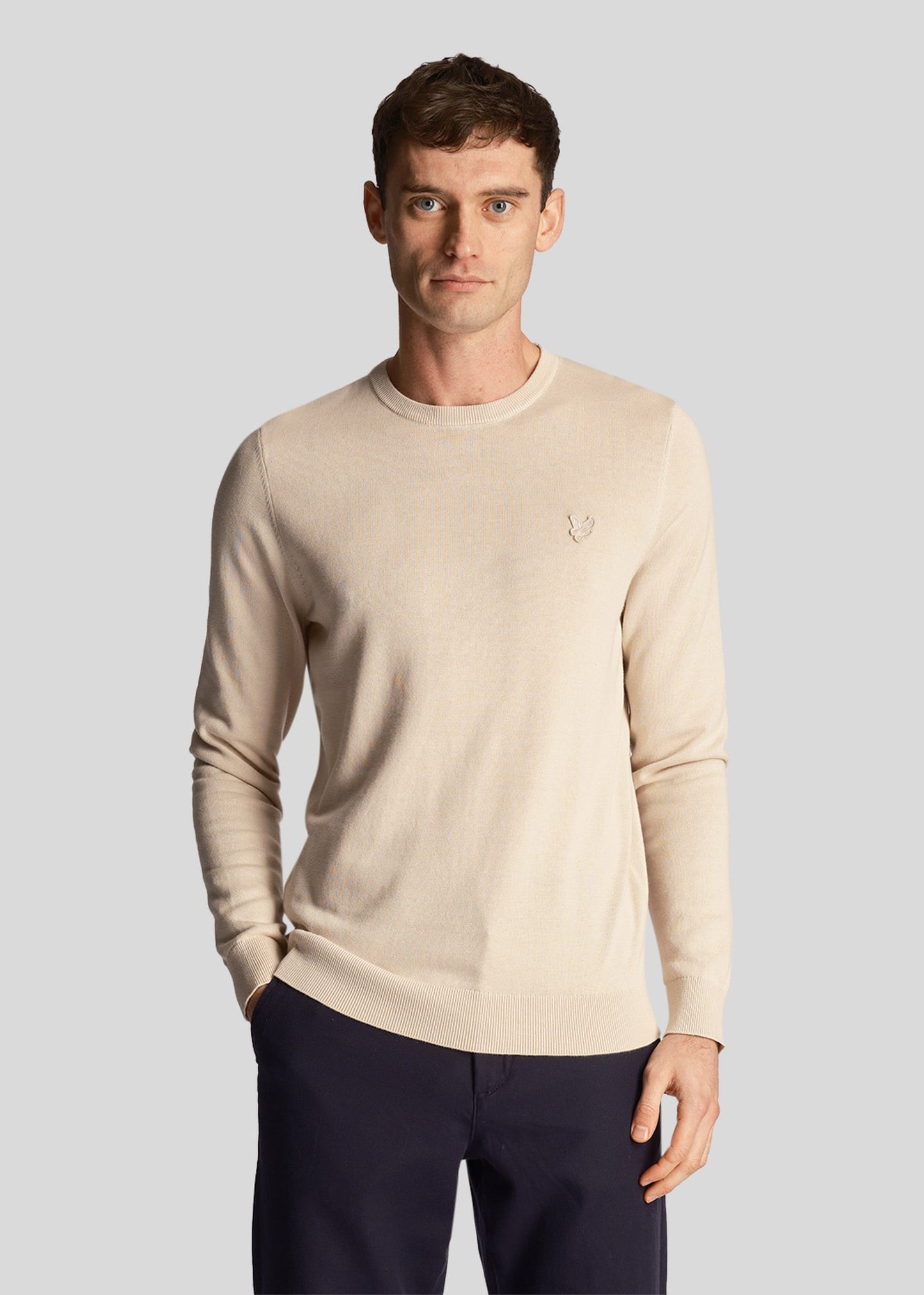 Lyle & Scott Truien Tonal eagle cotton crew neck jumper - cove