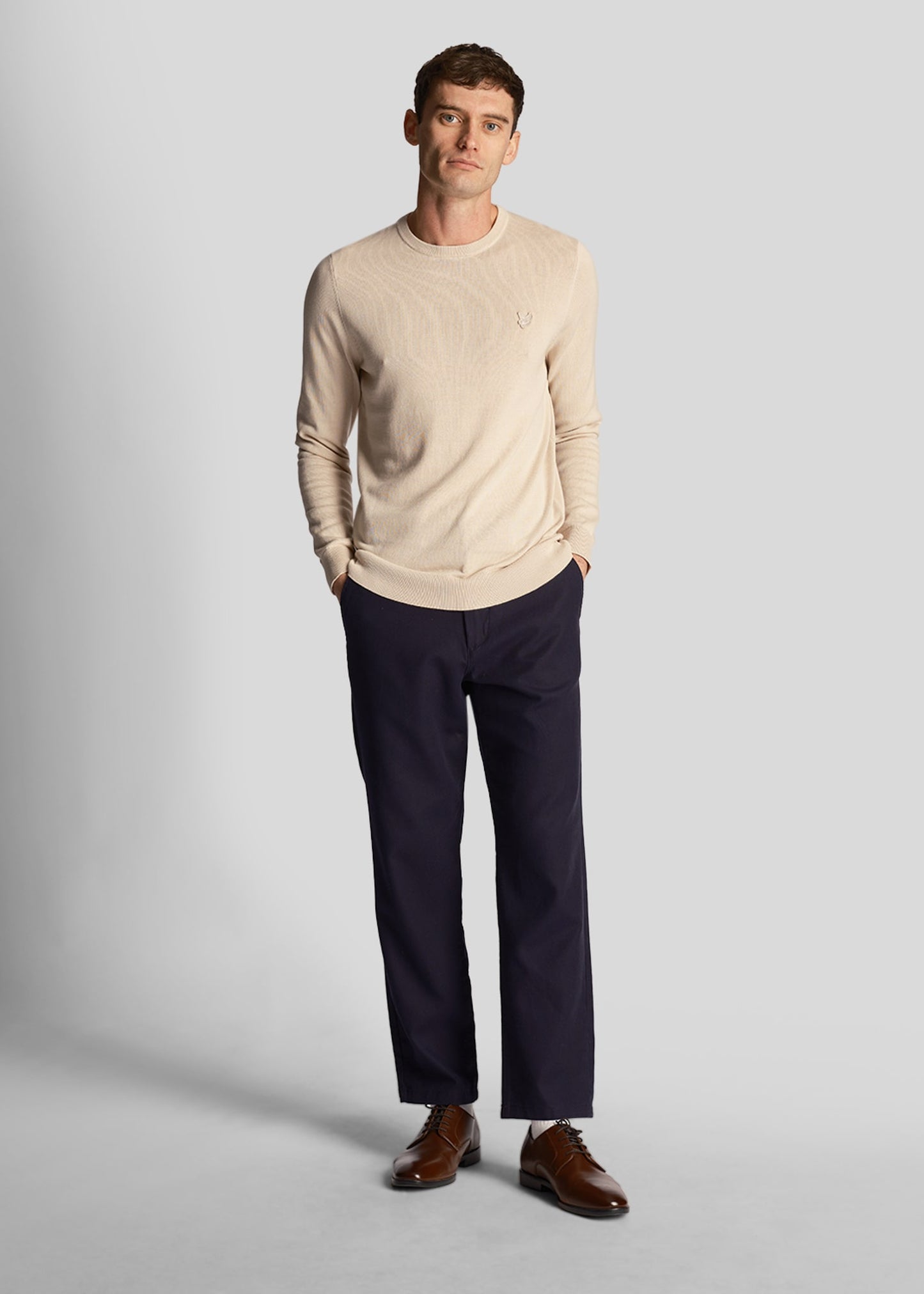 Lyle & Scott Truien Tonal eagle cotton crew neck jumper - cove