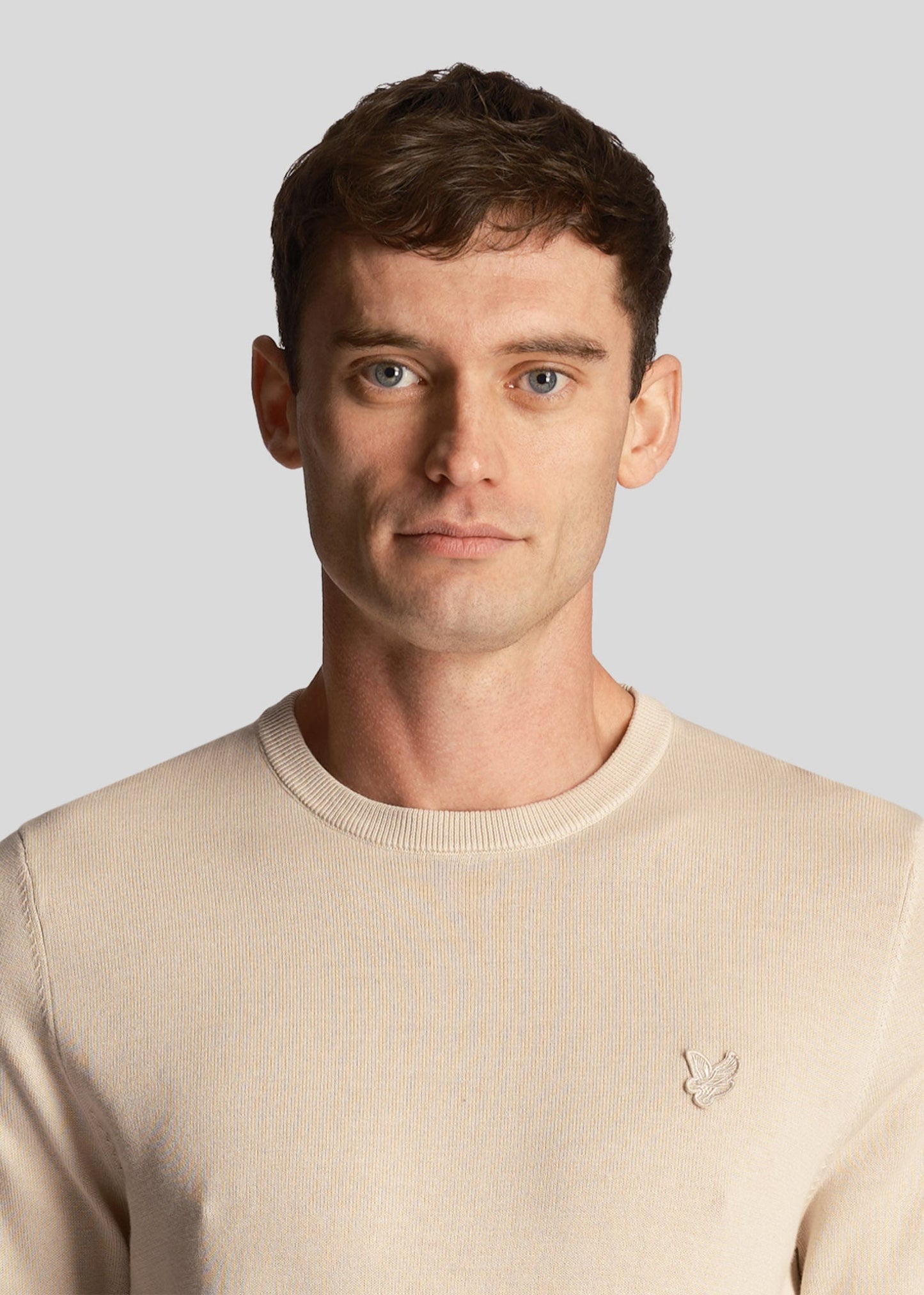 Lyle & Scott Truien Tonal eagle cotton crew neck jumper - cove