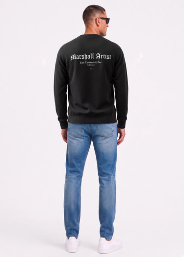 Marshall Artist Truien Blue print crew neck - black