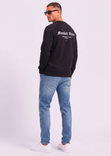 Marshall Artist Truien Blue print crew neck - black