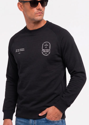 Marshall Artist Truien Blue print crew neck - black