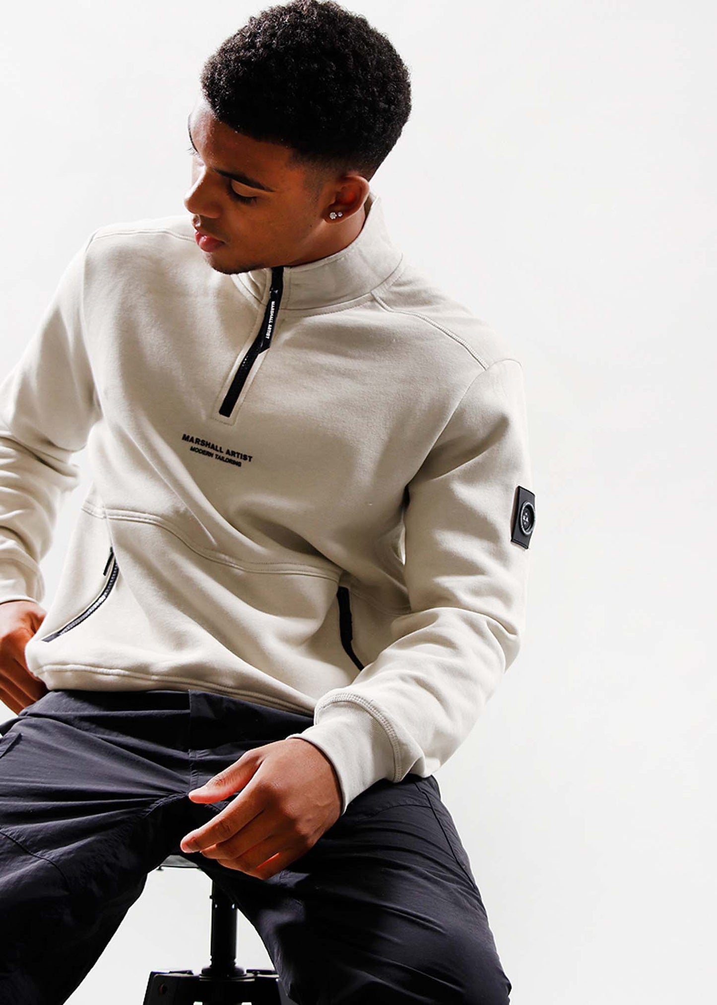 Marshall Artist Truien Siren 1/4 zip - stone