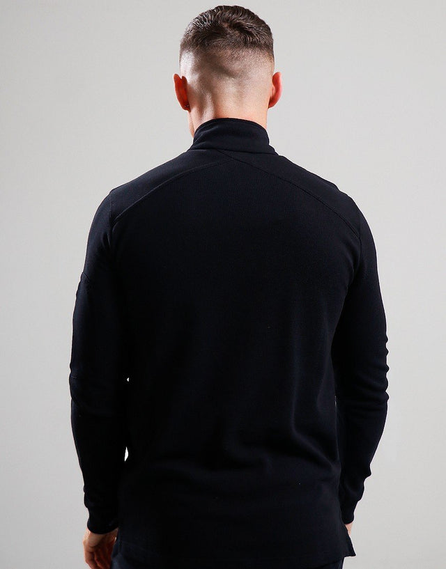 MA.Strum Truien Ls funnel neck polo - black