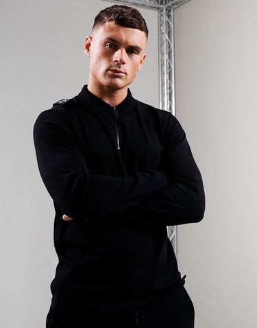 MA.Strum Polo's Ls jersey zip polo - black