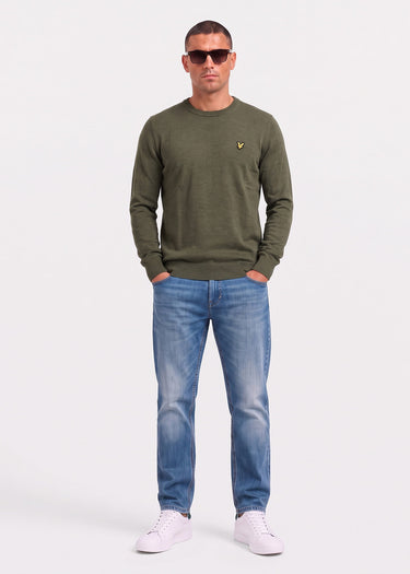 Lyle & Scott Truien Polyblend crew neck pullover - journey olive