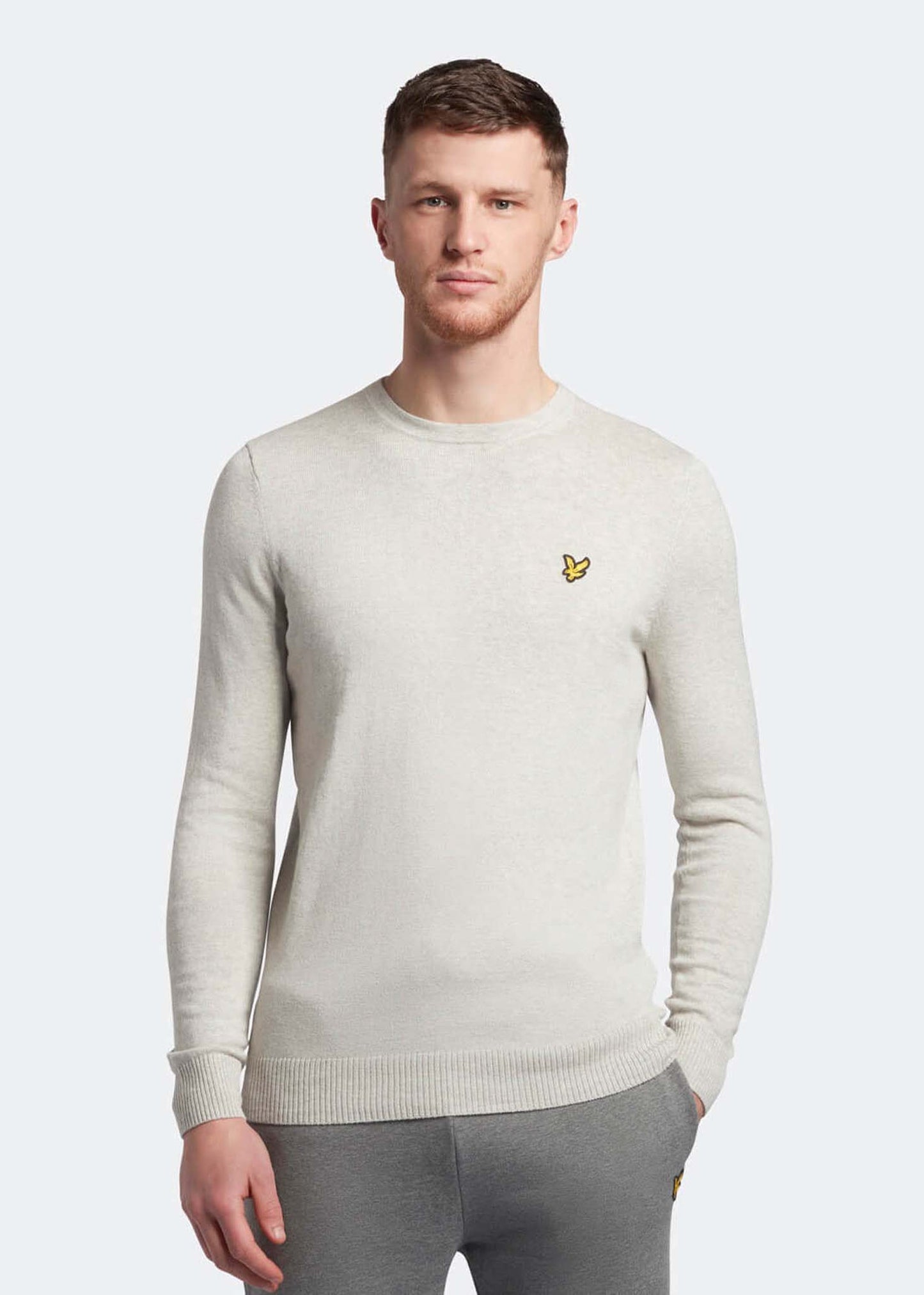Lyle and Scott merino crew jumper light grey marl