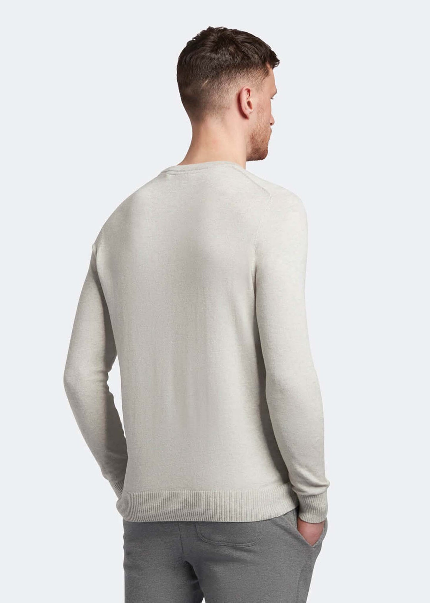Lyle and Scott merino crew jumper light grey marl