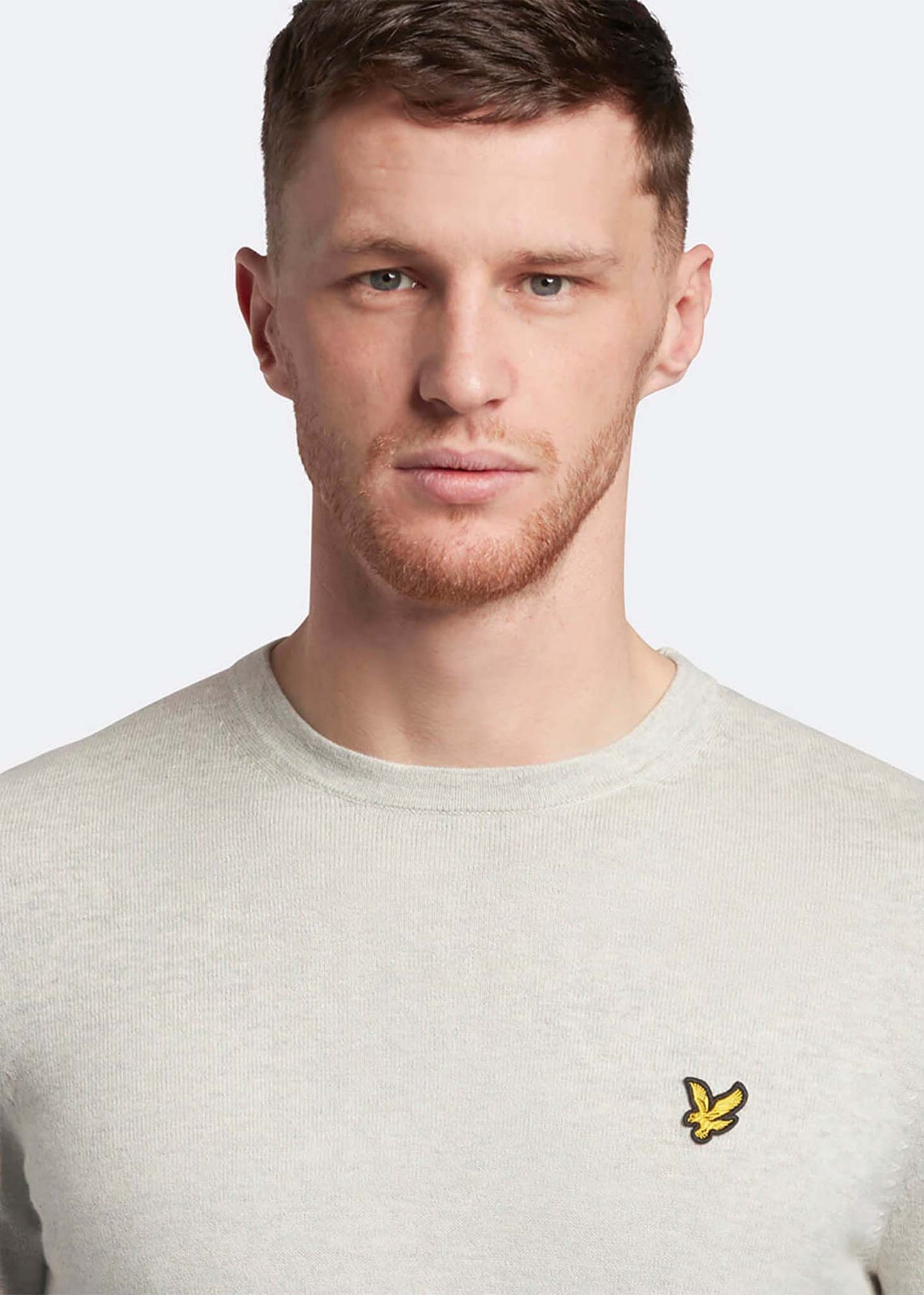 Lyle and Scott merino crew jumper light grey marl