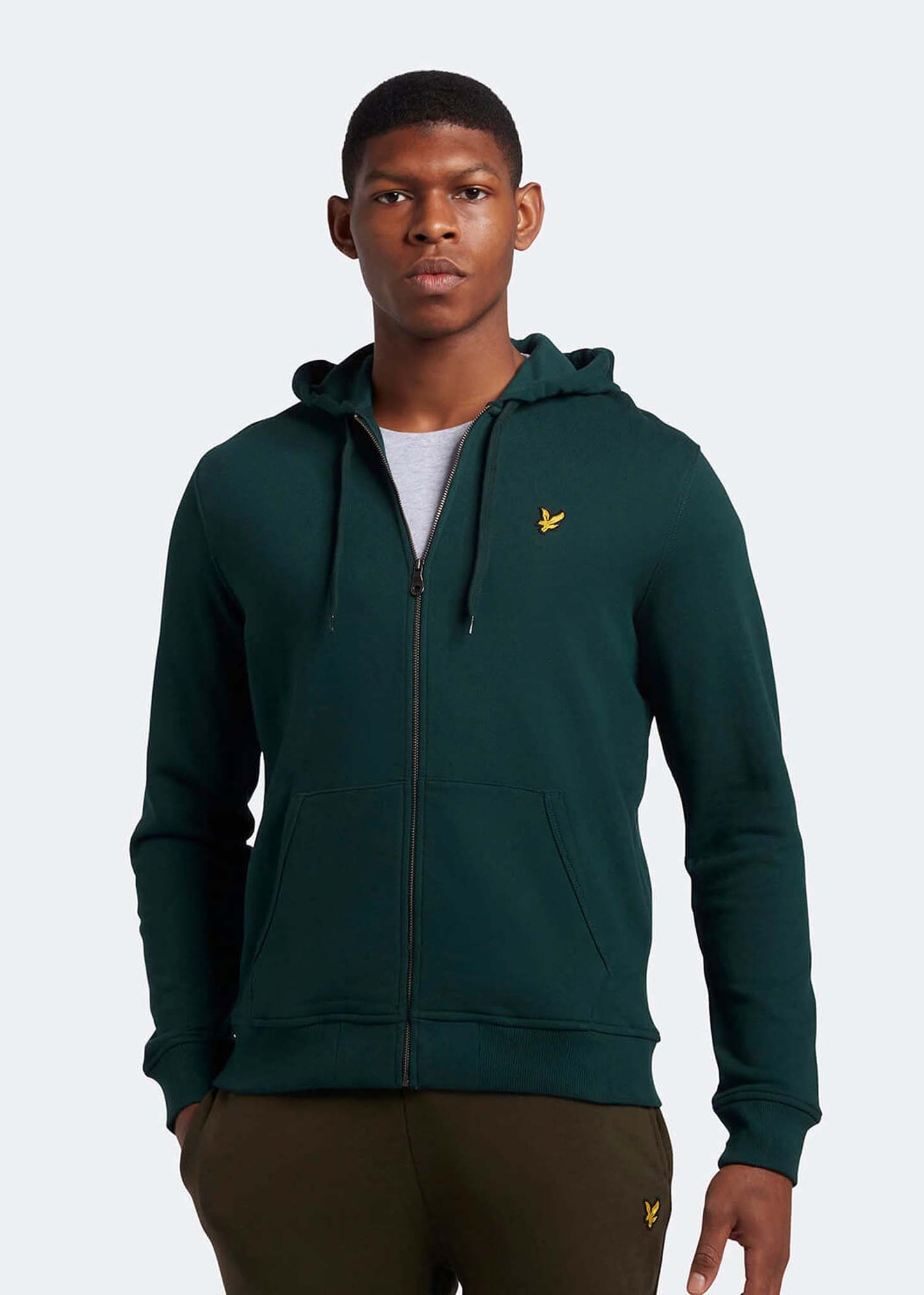 Lyle and Scott zip through hoodie dark green
