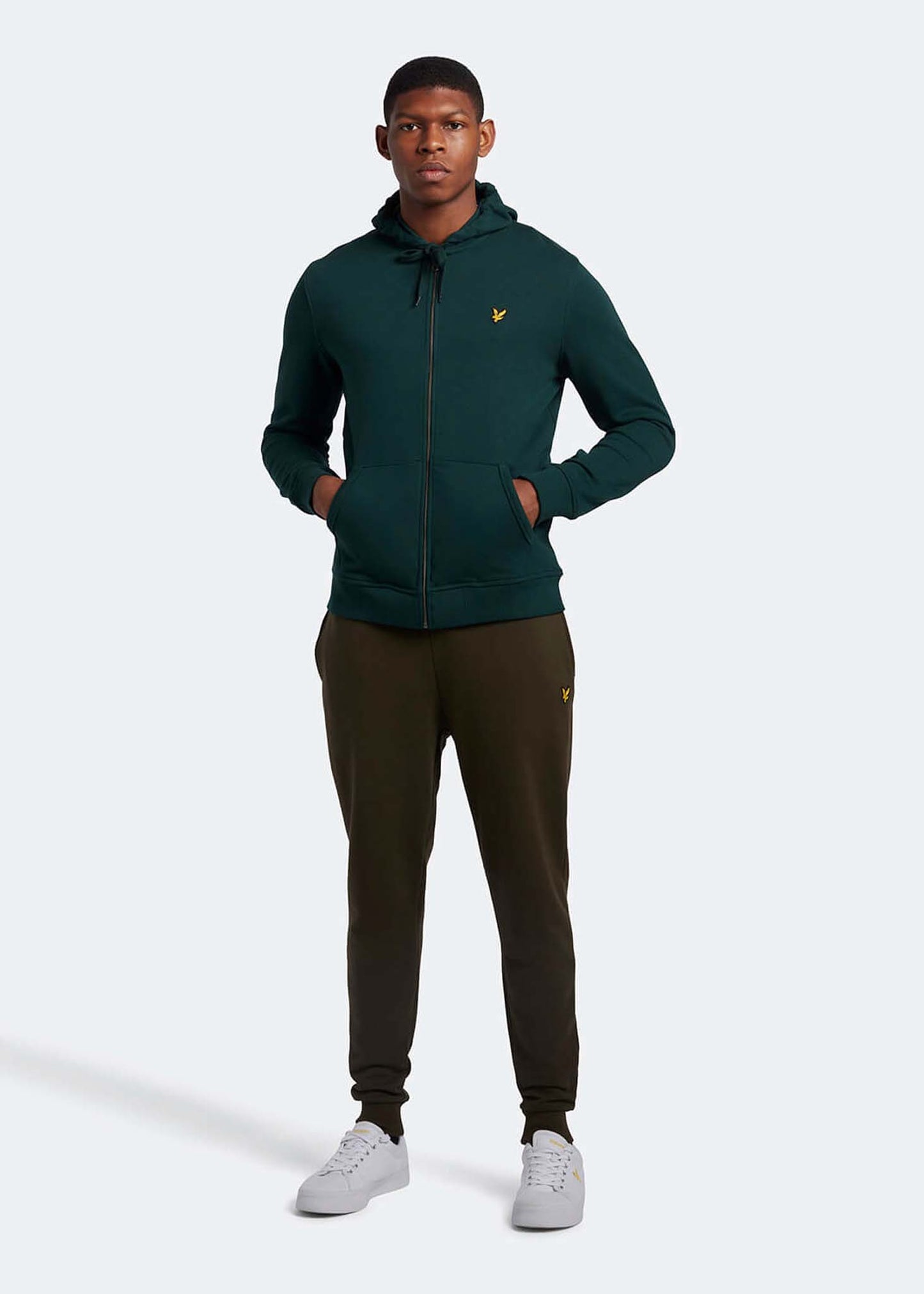 Lyle and Scott zip through hoodie dark green