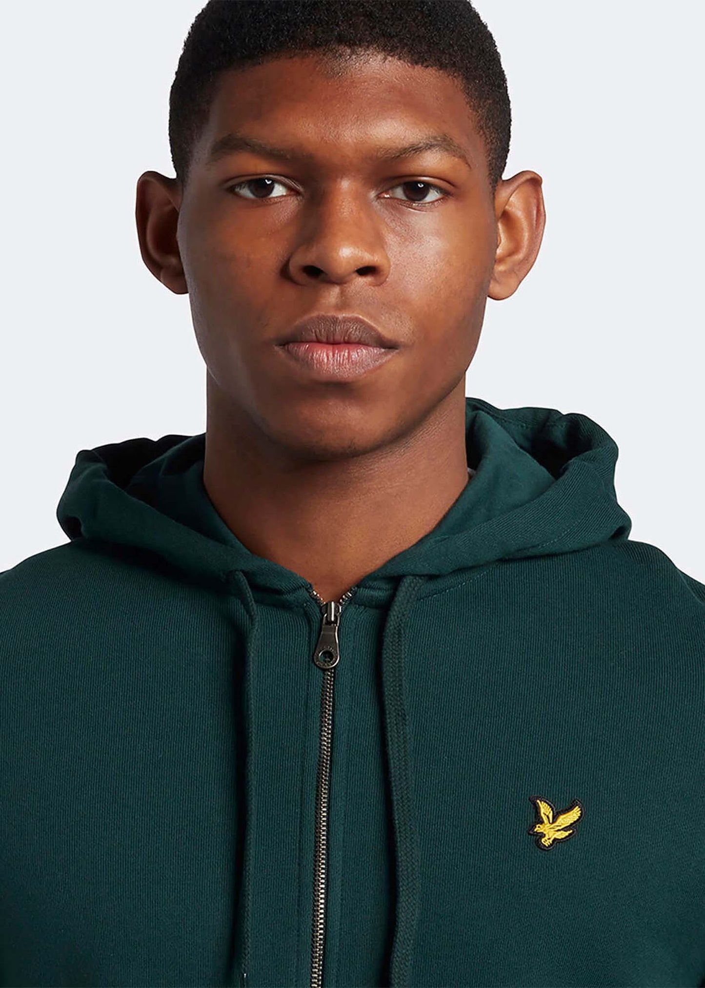 Lyle and Scott zip through hoodie dark green