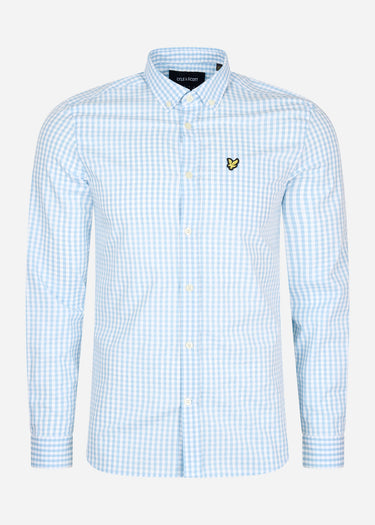 Lyle & Scott Overhemden LS slim fit gingham shirt - light blue white
