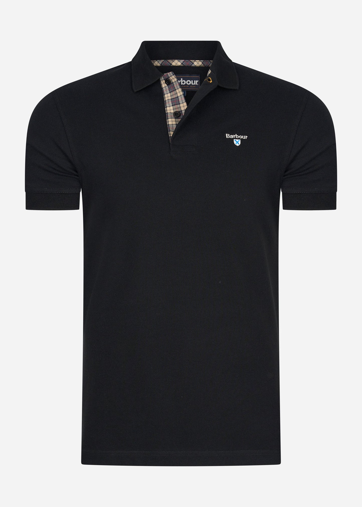 barbour tartan pique polo zwart