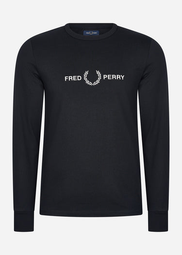 Fred Perry Longsleeve Tees  Graphic branding ls t-shirt - black