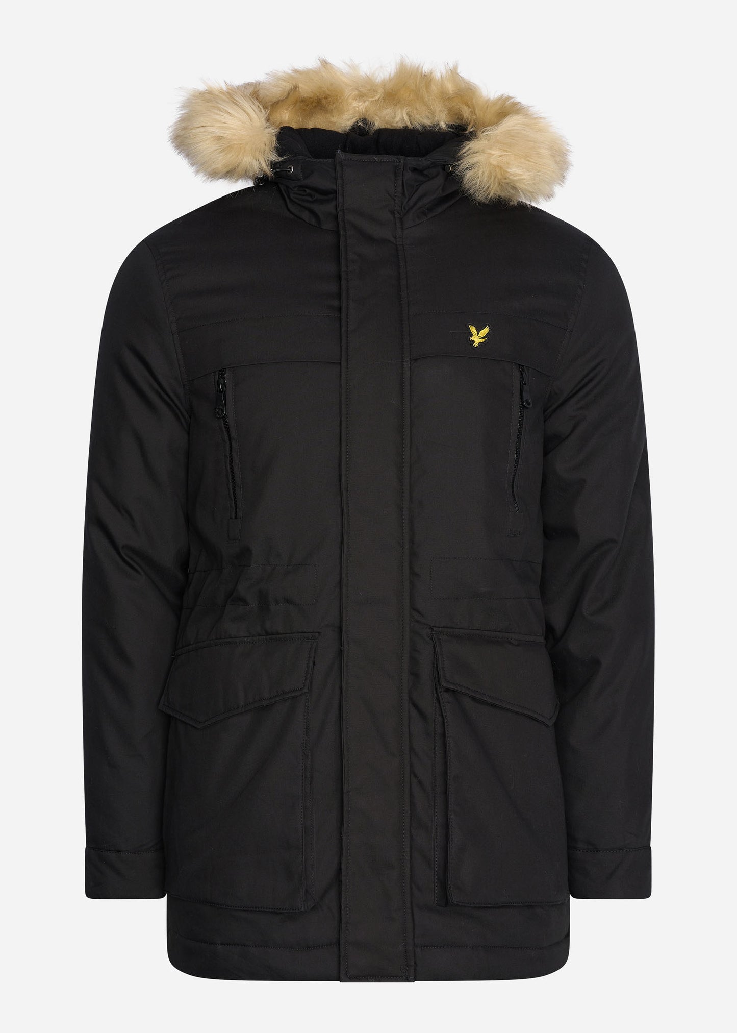 Winter weight micro fleece lined parka - jet black - Lyle & Scott