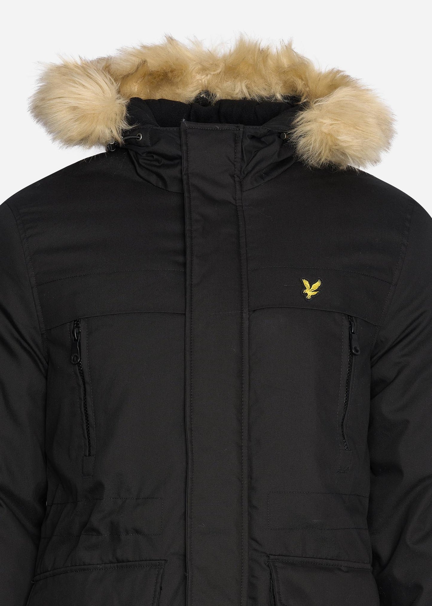 Winter weight micro fleece lined parka - jet black - Lyle & Scott