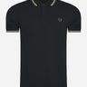 Fred Perry Polo's Twin tipped fred perry shirt - black ecru pistachio