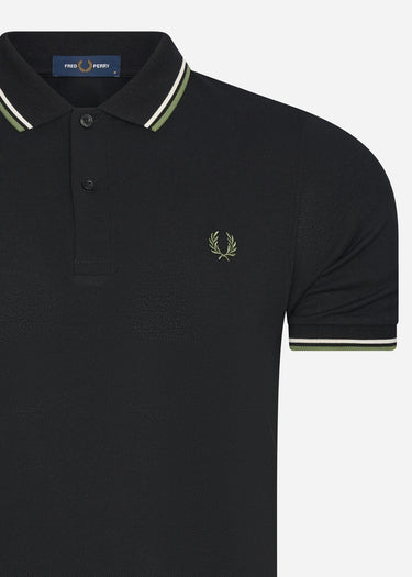Fred Perry Polo's Twin tipped fred perry shirt - black ecru pistachio