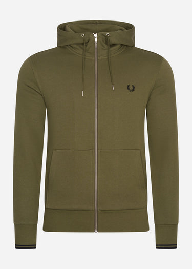 Fred Perry Vesten Hooded zip through sweatshirt - military green