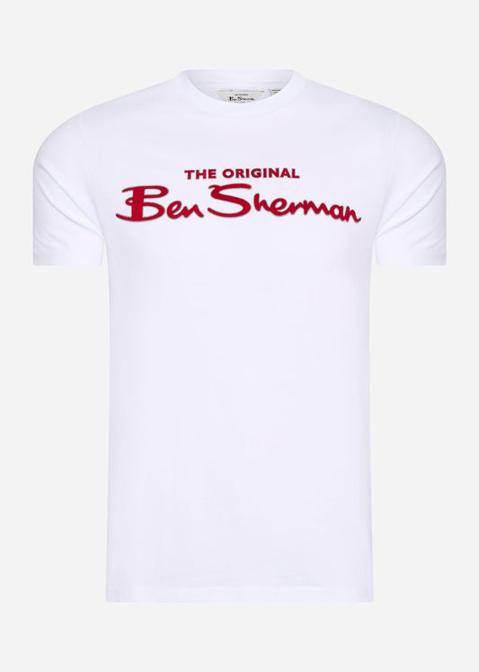 Ben Sherman T-shirts  Signature flock tee - white 