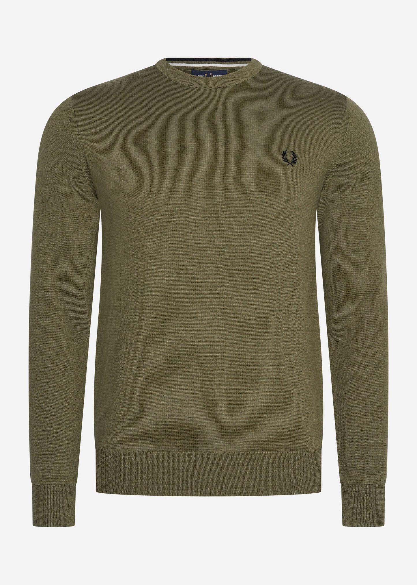 fred perry knit wear classic crew neck jumper green