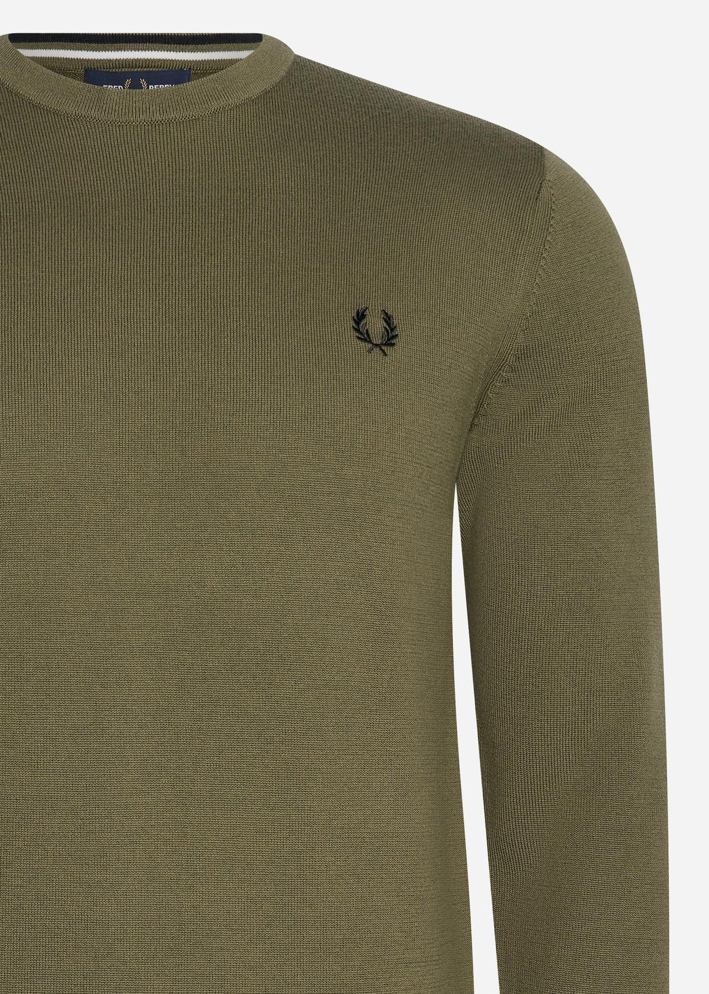 fred perry knit wear classic crew neck jumper green