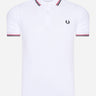 Fred Perry Polo's Twin tipped fred perry shirt - white bright red navy